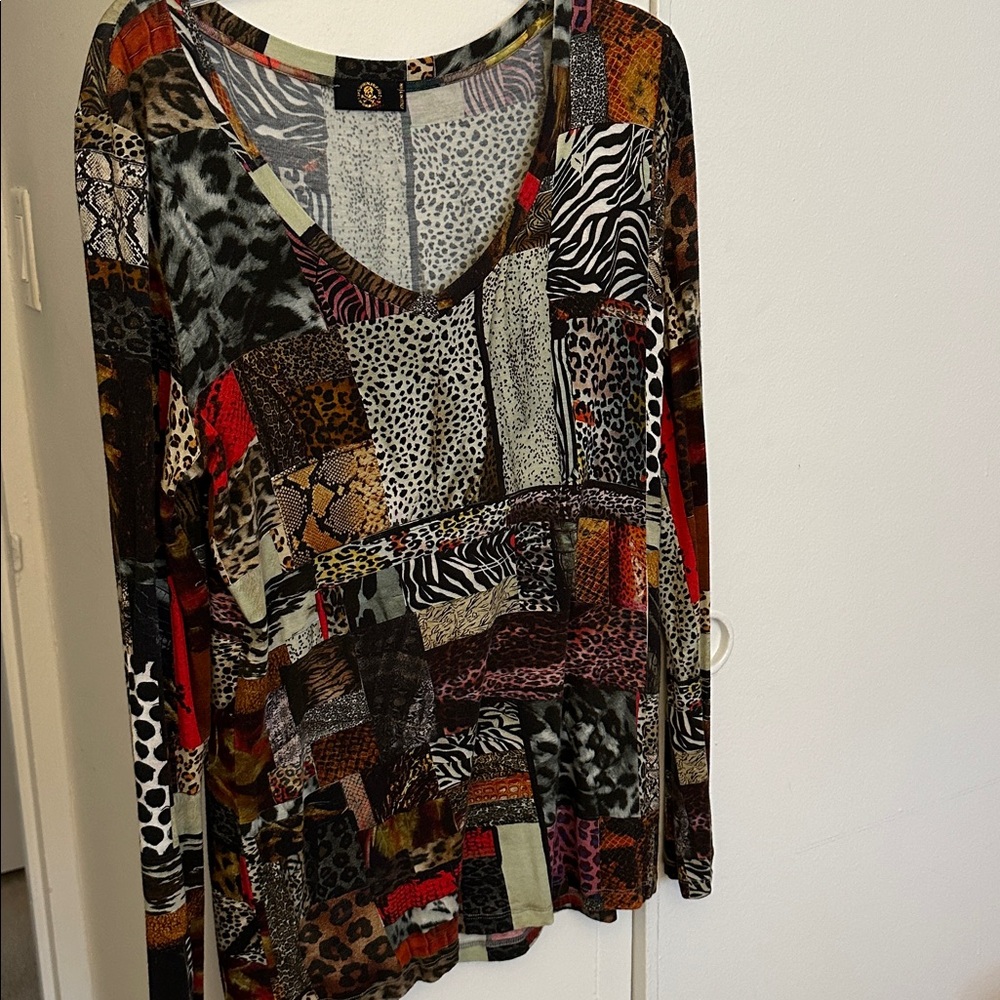 Unbreakable Evolution Animal Print Patchwork Long… - image 1